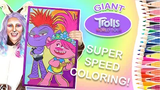 How TO COLOR POPPY & QUEEN BARB! | GIANT SPEED COLORING Page |Trolls 2