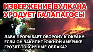 Извержение вулкана на Галапагосах. Река лавы в 15 км бежит к океану. Америке грозят токсичные дожди?