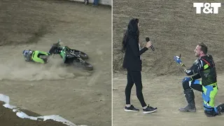 Dirt Bike Racer Crashes Before Proposing To Girlfriend As She Rushes To His Aid