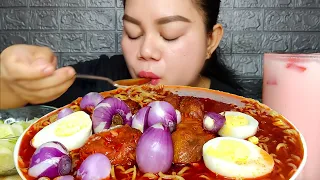 Kebas lidah, mie kuah pedas pake bawang merah viral tik tok Mukbang