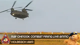 RAF CHINOOK COMBAT TRAINING FIRING 7900 ROUNDS OF LIVE AMMO 7.62MM MACHINE GUNS • HOLBEACH AWR