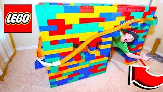 GIANT LEGO HOUSE WITH 50FT HOT WHEELS RACE TRACK!