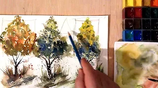 Acuarela. Consejos y técnicas para pintar Árboles - Watercolor. Trees