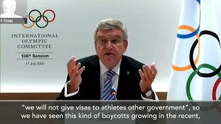 IOC president Thomas Bach denies 'boycott' comments were aimed at China