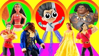 Beauty and The Beast Movie Toy Surprises, Trolls & Moana Transformation! Learn Colors w/ Belle!