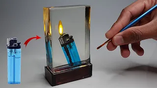 Burning Lighter in Epoxy Resin | DIY | Resin Art