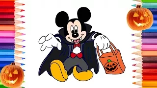 How to Draw Mickey and Minnie Mouse Halloween | Coloring Pages for Kids | Mickey Mouse Coloring Page