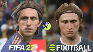 FIFA22 VS EFOOTBALL 2022 | REAL MADRID FULL SQUAD FACE COMPARISON.