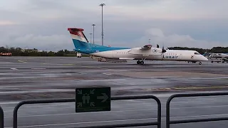 luxair dhq400 arriving at gate Luxembourg airport