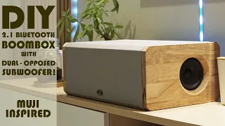 DIY 2.1 Bluetooth Boombox  with Dual Opposed Subwoofer (Minimalist, MUJI inspired)