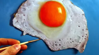 How to paint a fried egg - photorealistic painting tutorial