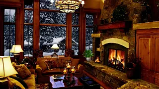 Beautiful cozy home, candles, fireplace and fluffy snow outside /Дом, свечи, камин и снег за окном