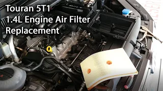 Volkswagen Touran 5T1 1.4L  Engine Air Filter Replacement