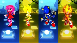 Amy Rose 🆚 Super Sonic 🆚 Matel Blue Sonic 🆚 Super Sonic exe | Sonic Tiles Hop EDM Rush