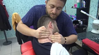 ASMR TURKISH BARBER MASSAGE : NECK CRACK : BACK CRACK : head , arm , back ,face massage : sleep