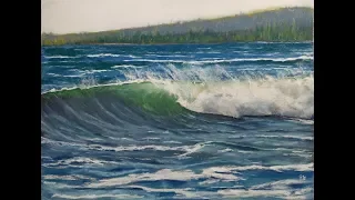 How to Paint Ocean Waves - Real Time - Seascape Painting Tutorial - for Beginners