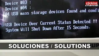 USB DEVICE OVER CURRENT STATUS DETECTED, SYSTEM WILL SHUT DOWN AFTER 15 SECONDS, fix error