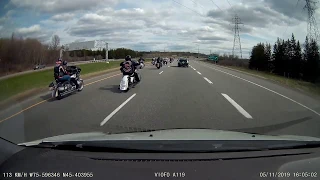 Hell's Angels "merging" onto 417 East at Innes Ottawa