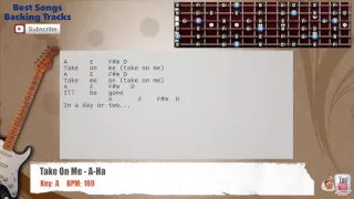 🎸 Take On Me - A-Ha Guitar Backing Track with scale, chords and lyrics