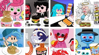 Wednesday, Squid Game, Friday Night Funkin , Long Legs Family l Animation Mukbang