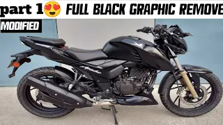 TVS apache rtr 4v 200 full black | Apache 4v sticker remove modifications | part 1