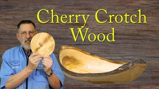 Cherry Crotch Wood, Bark Edge Bowl  Woodturning with Sam Angelo