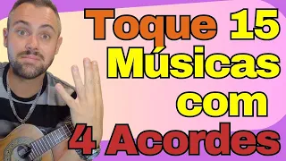 APRENDA TOCAR 15 MUSICAS FACEIS NO CAVAQUNHO COM 4 ACORDES CADA #cavaquinhoparainiciantes #cavaco