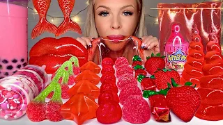 ASMR SWEDISH BERRIES, RED VELVET CUPCAKE PUSH POP, JELLY LIPS, BUBBLE TEA CHERRY MUKBANG 먹방 HUNNIBEE