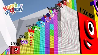Numberblocks Step Squad 1 to 10 vs 1000 to 15 Million BIGGEST Standing Tall Number Pattern