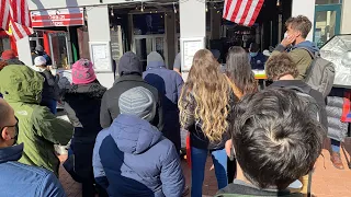 Crowd listening to Biden inauguration speech