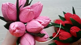 Master class Tulip from corrugated paper with candy inside