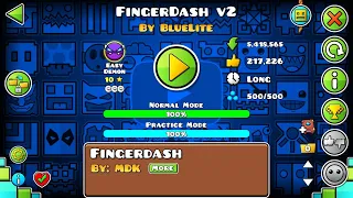 Geometry Dash - FINGERDASH V2 100% All Coins [Easy Demon] By BlueLite