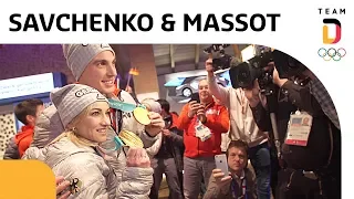 Olympiasieger Aljona Savchenko und Bruno Massot kommen im deutschen Haus an 🥇  | Team Deutschland