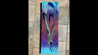 (3) SPLASH #6 ACRYLIC FLUID ART on a long and lean canvas 12X36" canvas