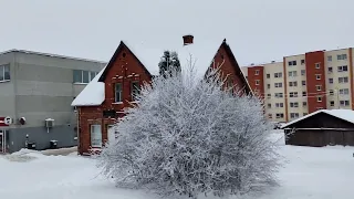 Гулбене. Заснеженная Латвия. Приезд на УЖД и город. / Gulbene. Bānītis un pilsēta ziemā.