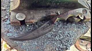 Making an camping knife from  rusty rotary plow blade
