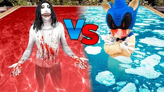 Desafío Piscina CALIENTE JEFF THE KILLER vs FRÍA SONIC.EXE !