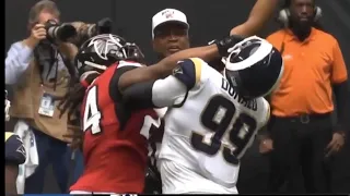 Aaron Donald Fight with devonta freeman and lifts him off the ground