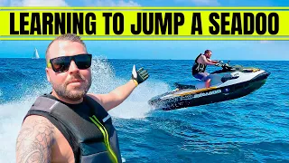 Learning to JUMP my HUGE SeaDoo Fish Pro! (DOLPHINS SPOTTED)