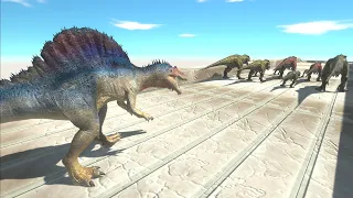 Spinosaurus race to eat T-Rex Family - Animal Revolt Battle Simulator