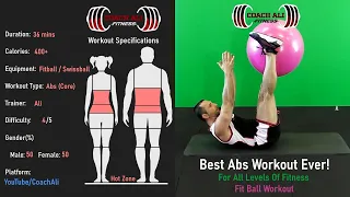 BEST Abs Workout with Swiss Ball (Exercise Ball) You Can Follow Along At Home.  Home Abs Workout