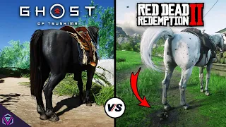 Red Dead Redemption 2 vs. Ghost of Tsushima - Horse Physics and Details Comparison