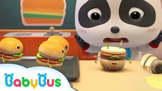 Naughty Hamburger Slips down | Baby Panda Chef,  Kitchen Play | Christmas Song | BabyBus