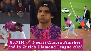 World Champion Neeraj Chopra 🇮🇳Throws 85.71m For Second Place In Zurich Diamond League Javelin