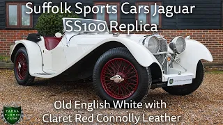 [4K] Suffolk Sports Cars Jaguar SS100 replica in Old English White with Claret Red Connolly Leather