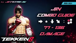 TEKKEN 8 - Jin: Combo Guide (Crouch Dash:1) 77 - 136 Damage [2K 60ᶠᵖˢ]