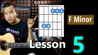 My first Guitar Lesson  (Pt.5)F minor G minor and D minor  Beginner With Nepali Motional Speech