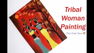 Tribal Woman Painting using Acrylic Colors/ Tribal Art