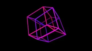 Tesseract. Rotation in four-dimensional space. 4D. Fourth dimension. Hyperspace.