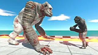 Old Goro vs Mutant Primates on Lava Tank - Animal Revolt Battle Simulator
